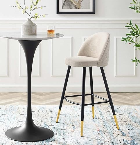 Miniatura 8 de Modway Taburetes de bar tapizados de tela Cordial en color beige - Juego de 2