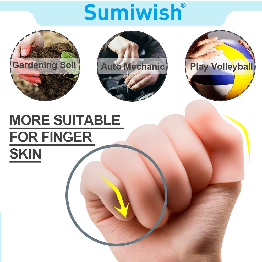 Sumiwish Finger Protectors, 10 Pack Thick Gel Finger Sleeves, Waterproof Finger Cots, Finger