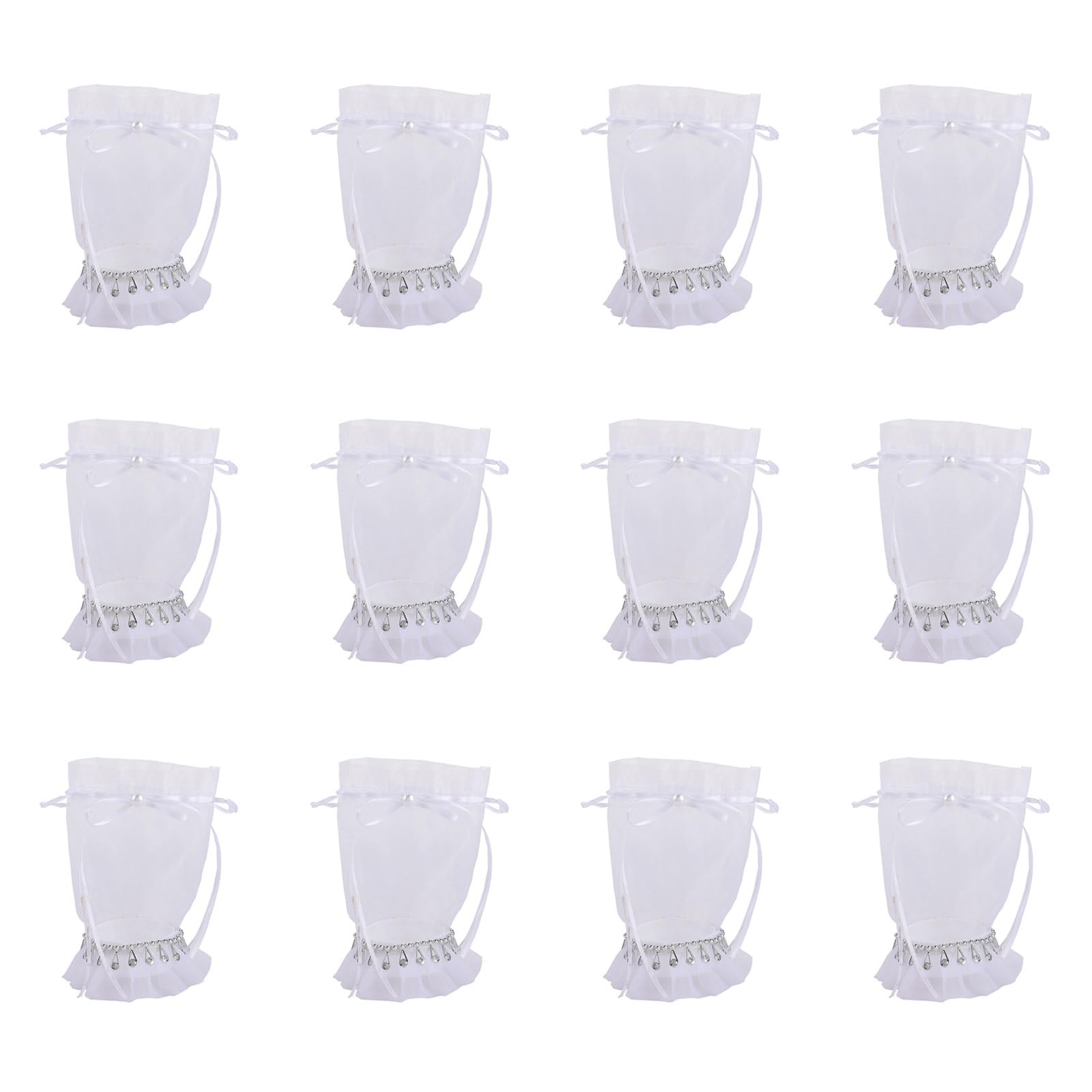 Hsioluted 12pcs Round Base Party Candy Bags Drawstring Closure Guest Welcome Snacks Wraps Wedding Celebration Wrapping Supplies Elegant Wedding Snacks Wraps