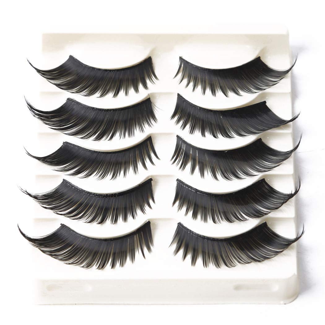 LIUCM False Eyelashes Eye Tail Fluffy Extension Long Eyelashes Stage Makeup Accessories 5 Pairs/Set