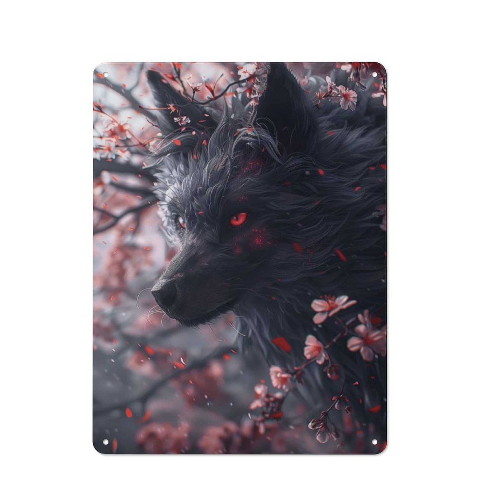 Junmoney Japanese Black Kitsune Fox Metal Sign 40X30cm With For Workshop Wall, Rustic Decor, For Collectors Decorating Workshops And Hobby Rooms