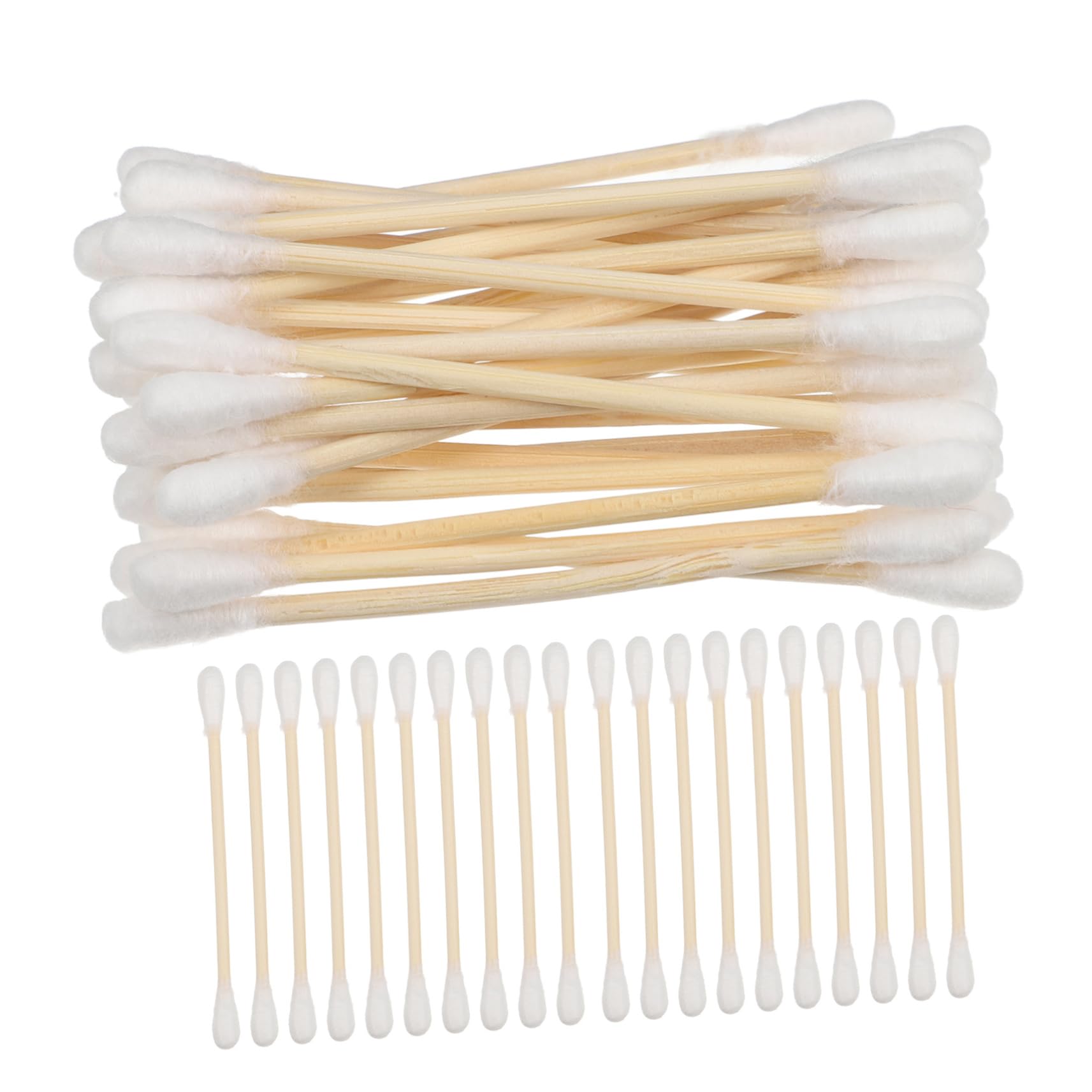 CIYODO 100 Pcs Double Tipped Cotton Swabs Wooden Handle for Ear Cleaning Makeup and Small Area Cleaning