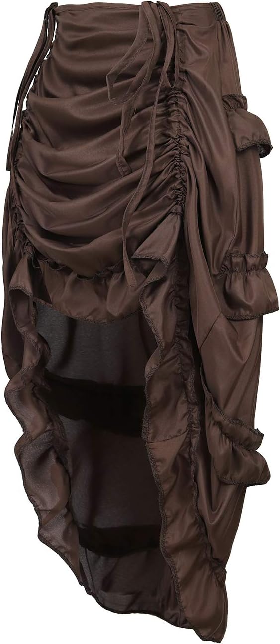 frawirshau Women's Steampunk Victorian Skirt Pirate Ruffle High Low Skirts Cosplay Costume - Image 2