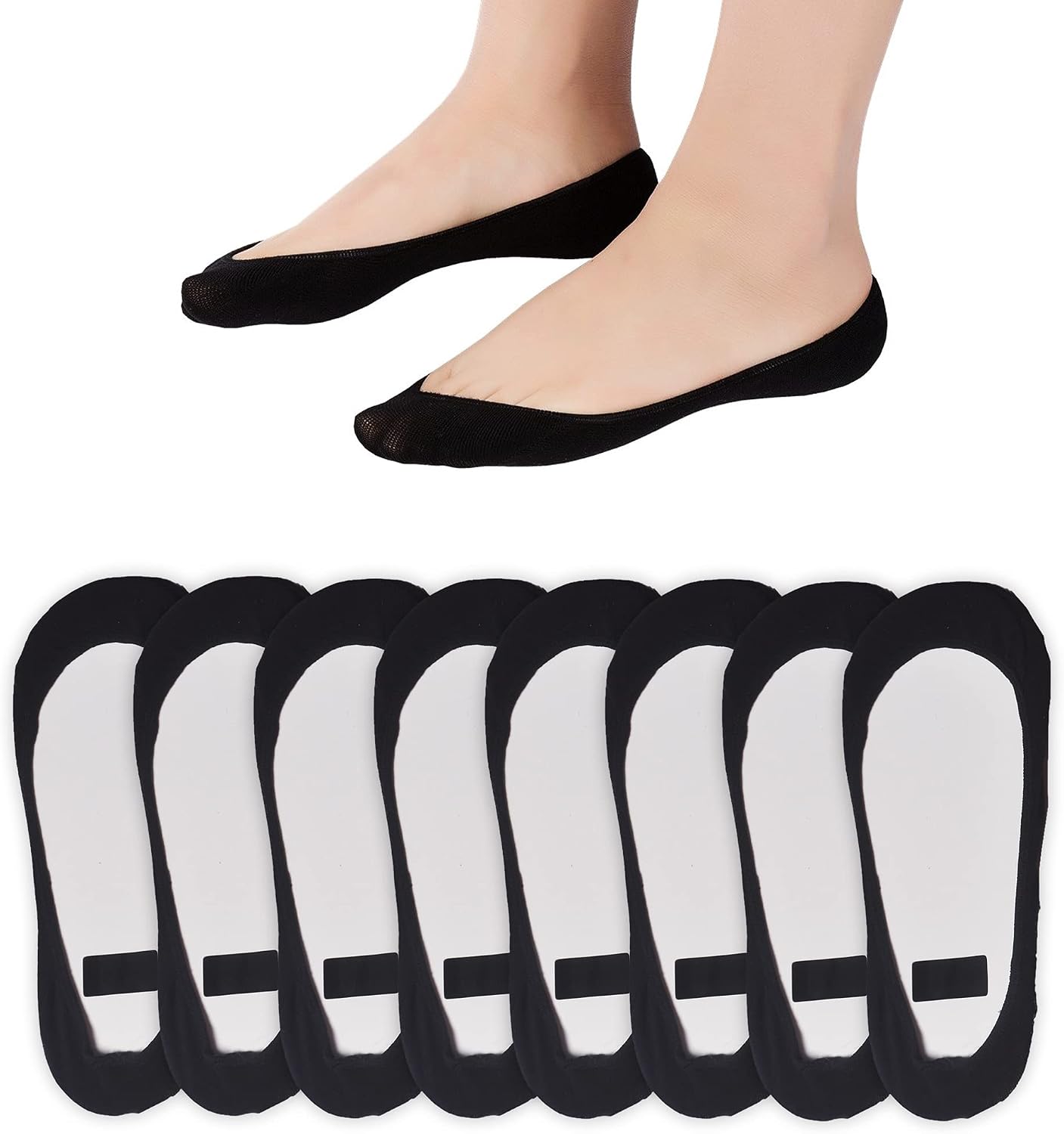 PACKO SOCKS No Show Socks Womens, Low Cut Non Slip Socks 8 Pairs