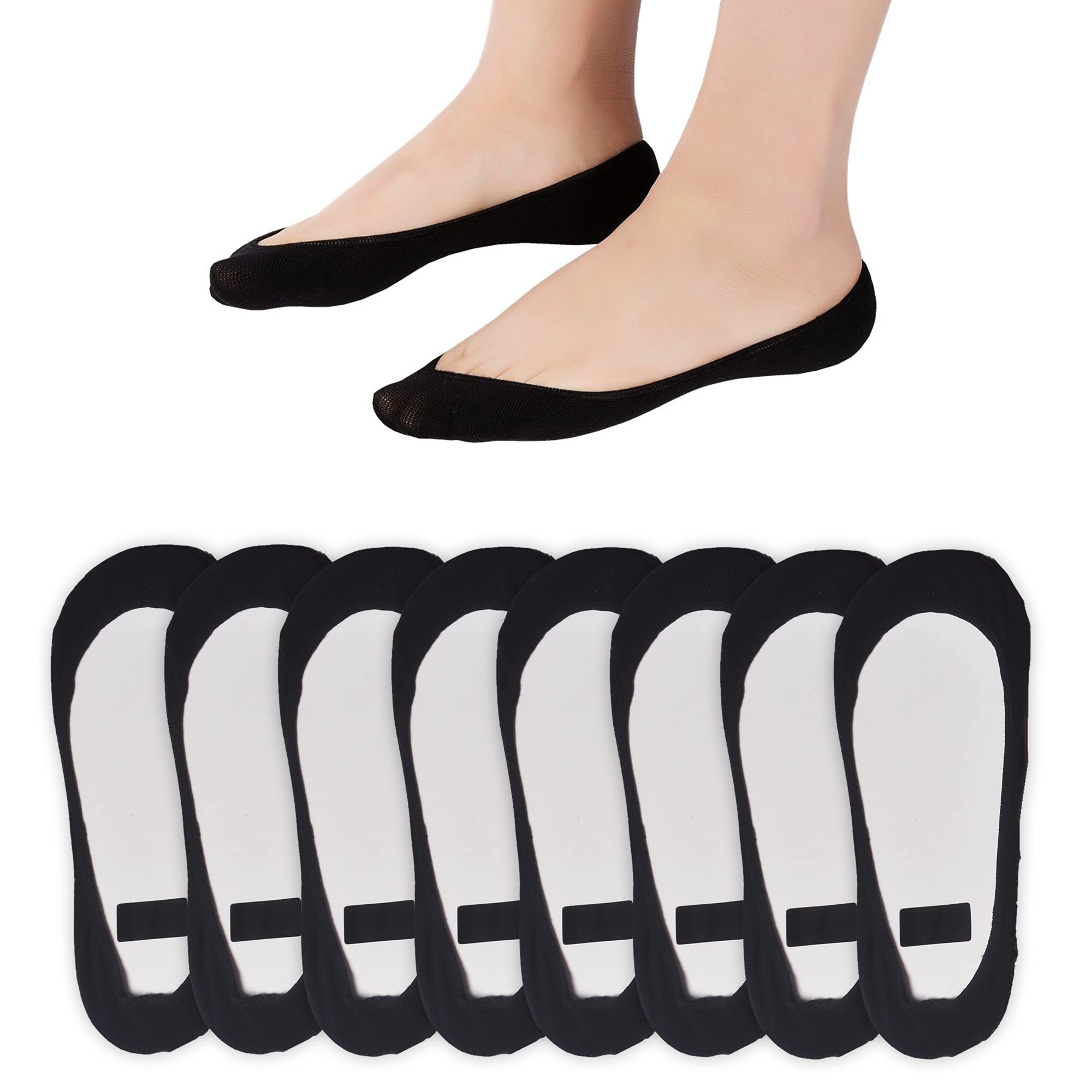PACKO SOCKSNo Show Socks Womens, Low Cut Non Slip Socks 8 Pairs