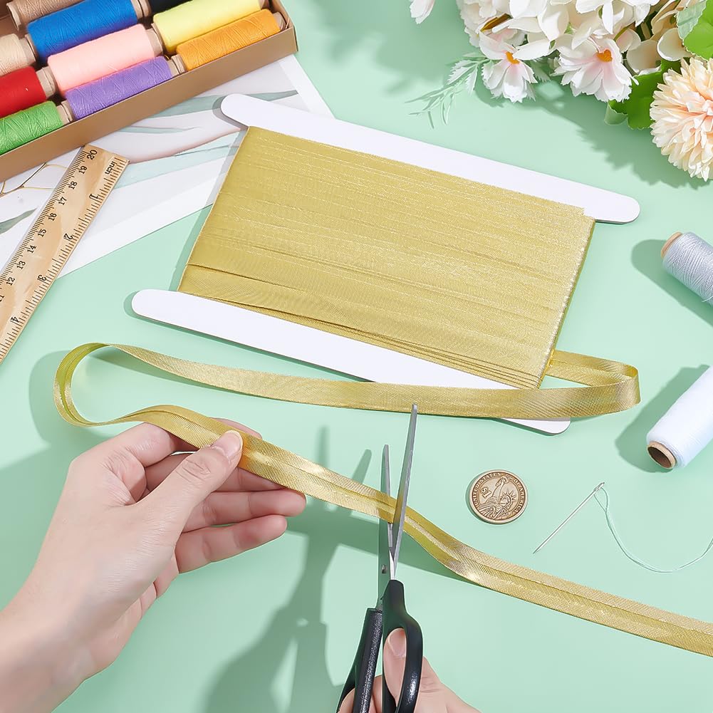 BENECREAT 25m Single Fold Bias Tape, 15mm Wide Gold Bias Binding Tape Hemming Tape for DIY Garment Sewing Seaming, Piping, Quilting - Image 3