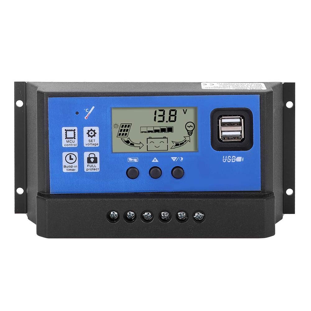 Bewinner 12/24V PWM 60A Intelligent Solar Charge Controller with Dual USB Ports and LCD Display-image-37