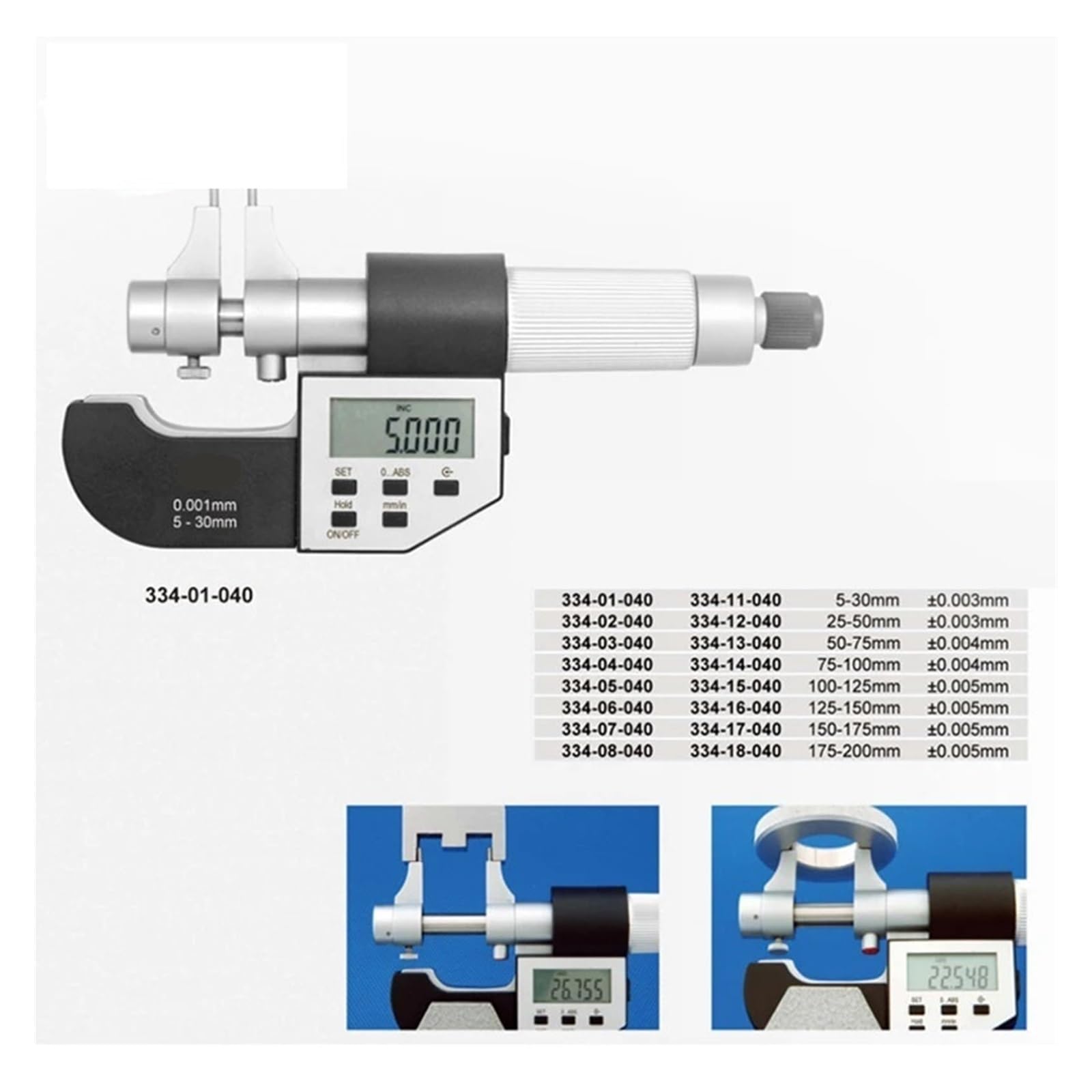 Mikrometr cyfrowy 5-30mm 25-50mm 50-75mm 75-100mm IP54 Mikrometr wewnętrzny 0,001mm mm/cal Suwmiarka elektroniczna precyzyjna(125-150mm NO Loop)