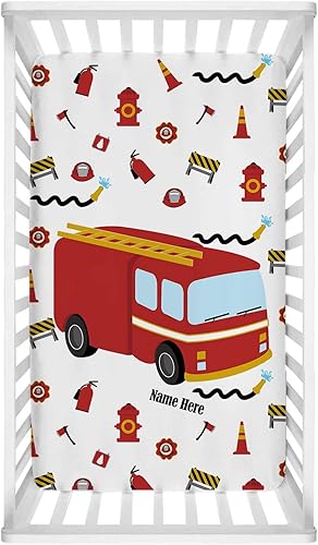 Sábanas personalizadas para cuna de camión de bomberos para niños, sábana bajera personalizada para cuna con nombre para cuna estándar y colchón de disponible en Yaxa Colombia
