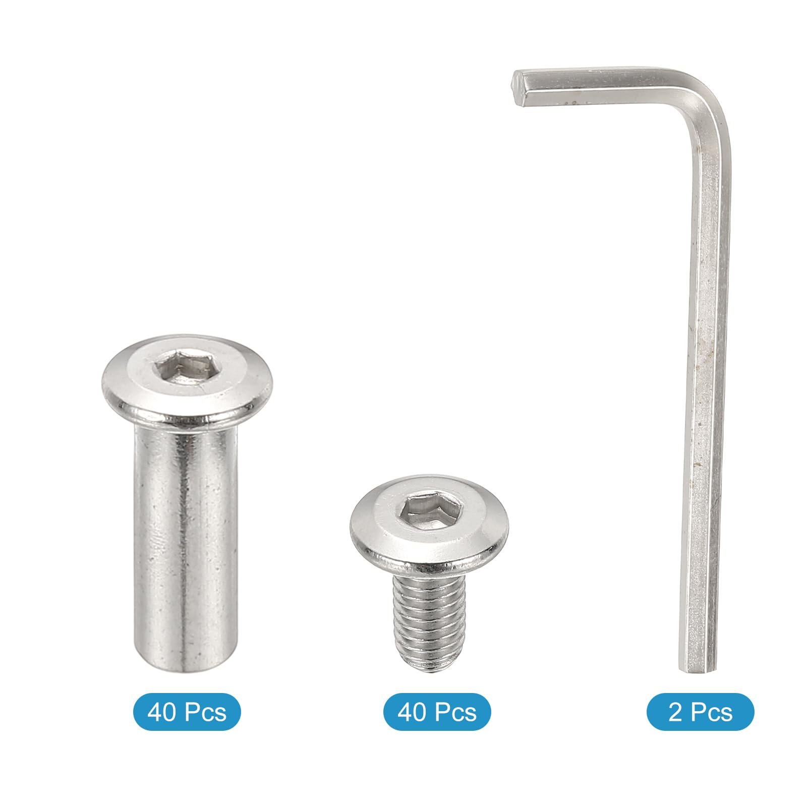 PATIKIL 40 Set Hex Chicago Screws Assorted Kit with Hex Wrench - Image 3