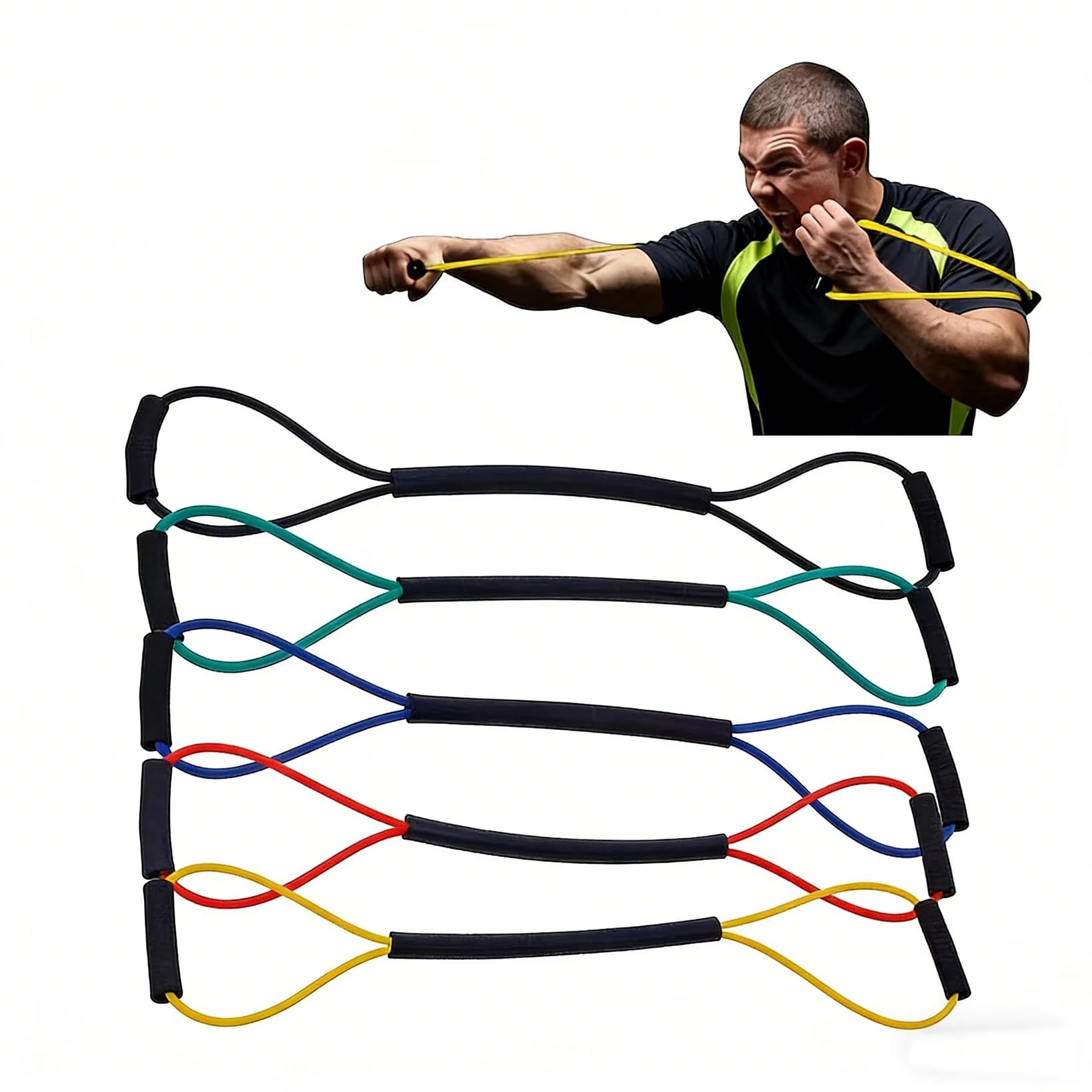 Omana Boxing Resistance Bands for Speed, 5-Pack, Varied Resistance Levels Training Rope for MMA Martial Arts Sanda Thai Kick Boxing Practice Explosive