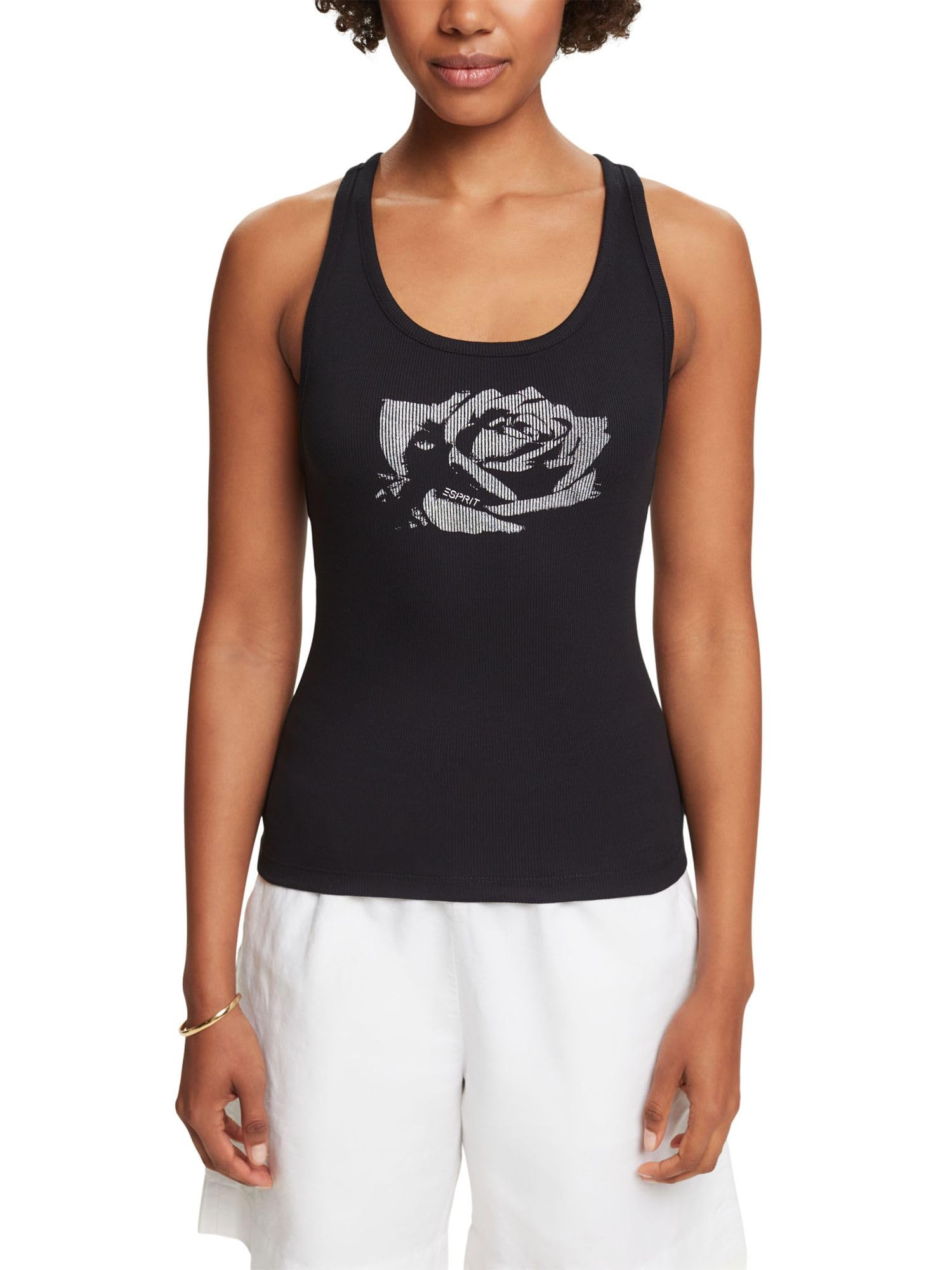 ESPRIT Women's 034ee1k305 T-Shirt, 001/Black, Large