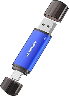 Vansuny 32GB USB Type-C Flash Drive 2-in-1 Dual Flash Drive USB A + USB C OTG Flash Drive for Android Smartphone Tablet Computer Laptop (Blue)