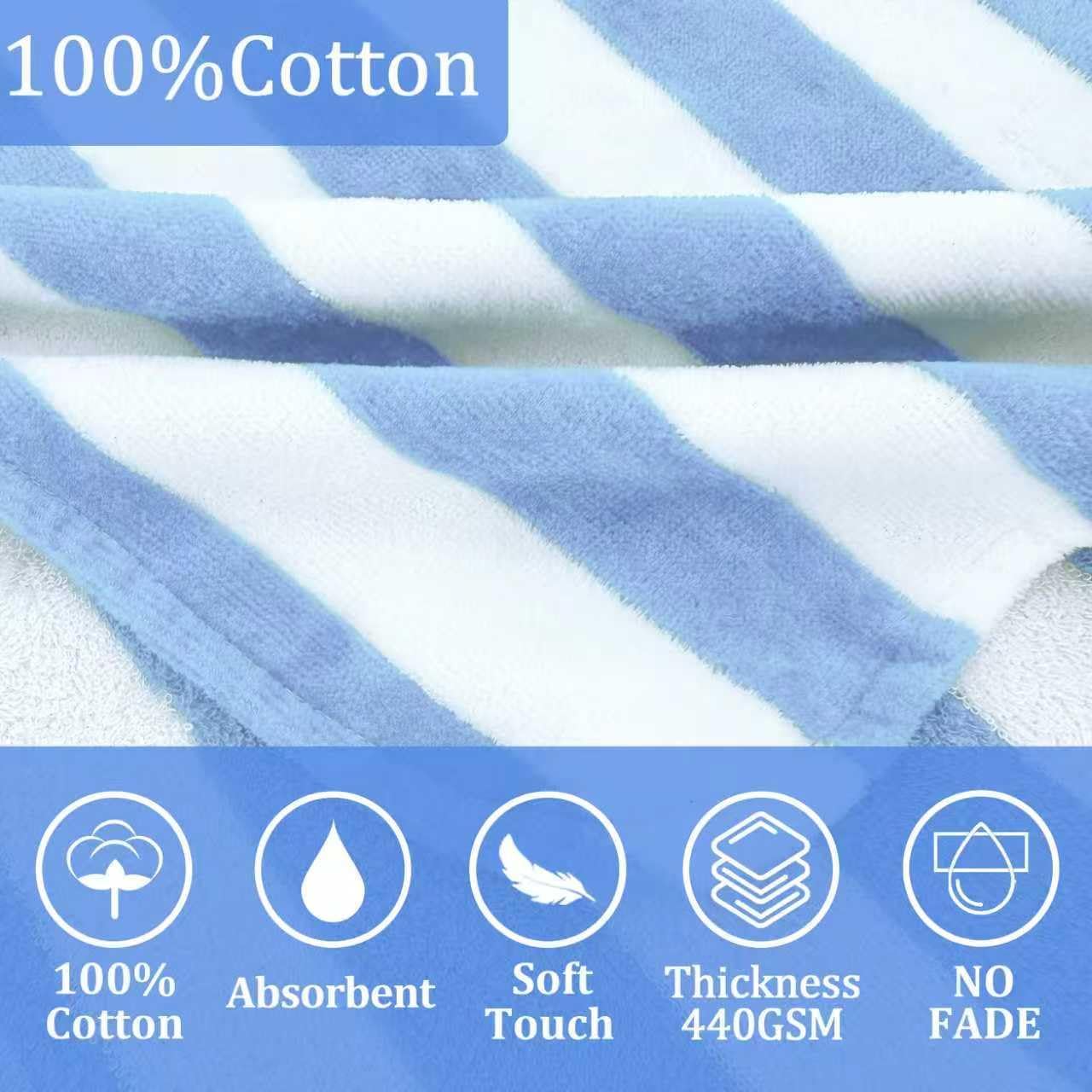 Toddler Poncho Towels with Hood, Oversized (2-4Years,22"X22") Made from 100% Soft Cotton,Absorbent Hooded Towels for Baby Boys,Perfect for Pool | Swimming | Bath | Beach,Light Blue Stripe - Image 3