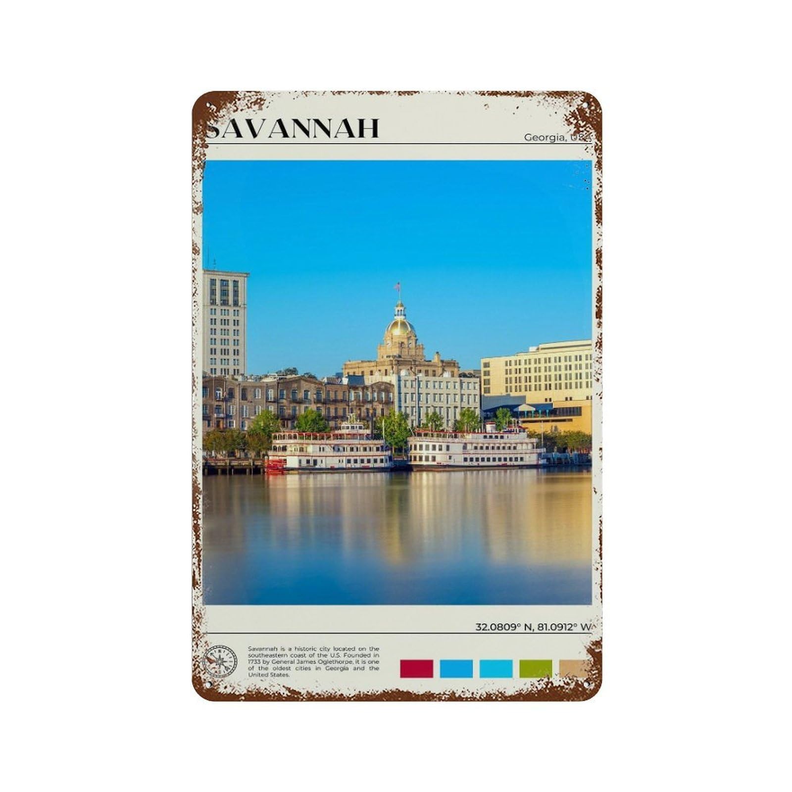 xiaoxiaoshen Real Photo Savannah Decor Georgia Wall Decor Art Metal Tin Poster Modern Home Decor Art Home Bar Shop Decorations Vintage Sign 30x20cm