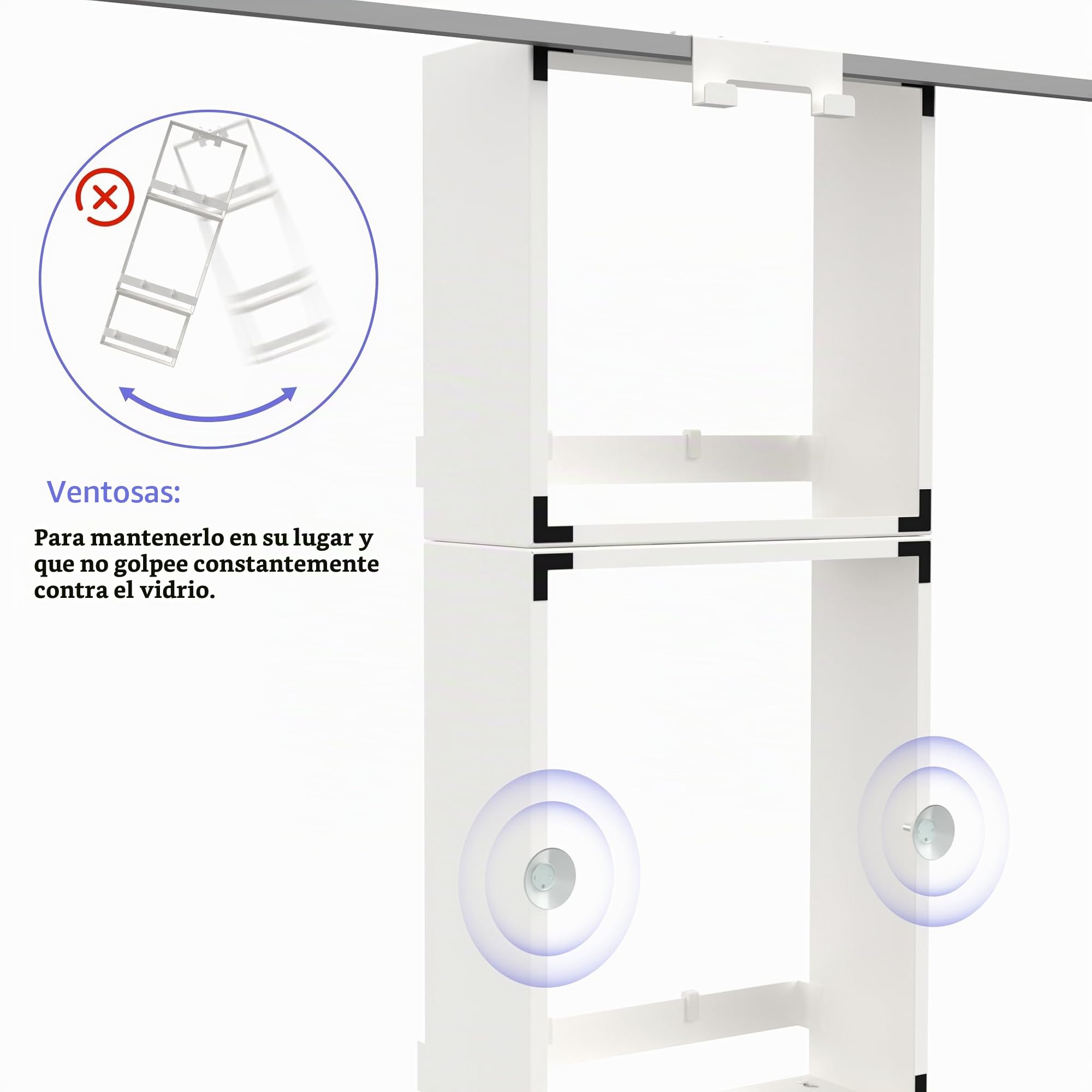 Estanteria Baño Para Colgar, Estanteria Baño sin Taladro, Ducha para Colgar 3 niveles, sin Necesidad de Taladrar, Organizador de baño Con 8 Ganchos & 4 Ventosa de Soporte, Blanco