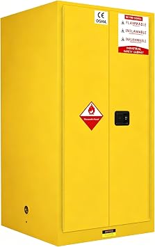 Industrial 30 Gallon Flammable Cabinet Style Storage, 80 Gal Flammable Safety Cabinet with 2 Adjustable Shelves, Double-Wall 34x34x65 Inches Steel Industry Safety Storage for Warehouse