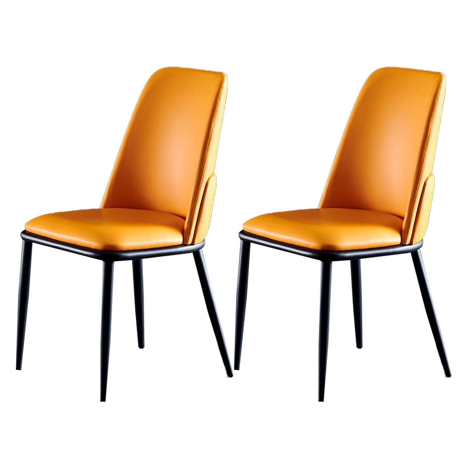 Chaises de salle à manger lot de 2 en similicuir marron avec pieds métal