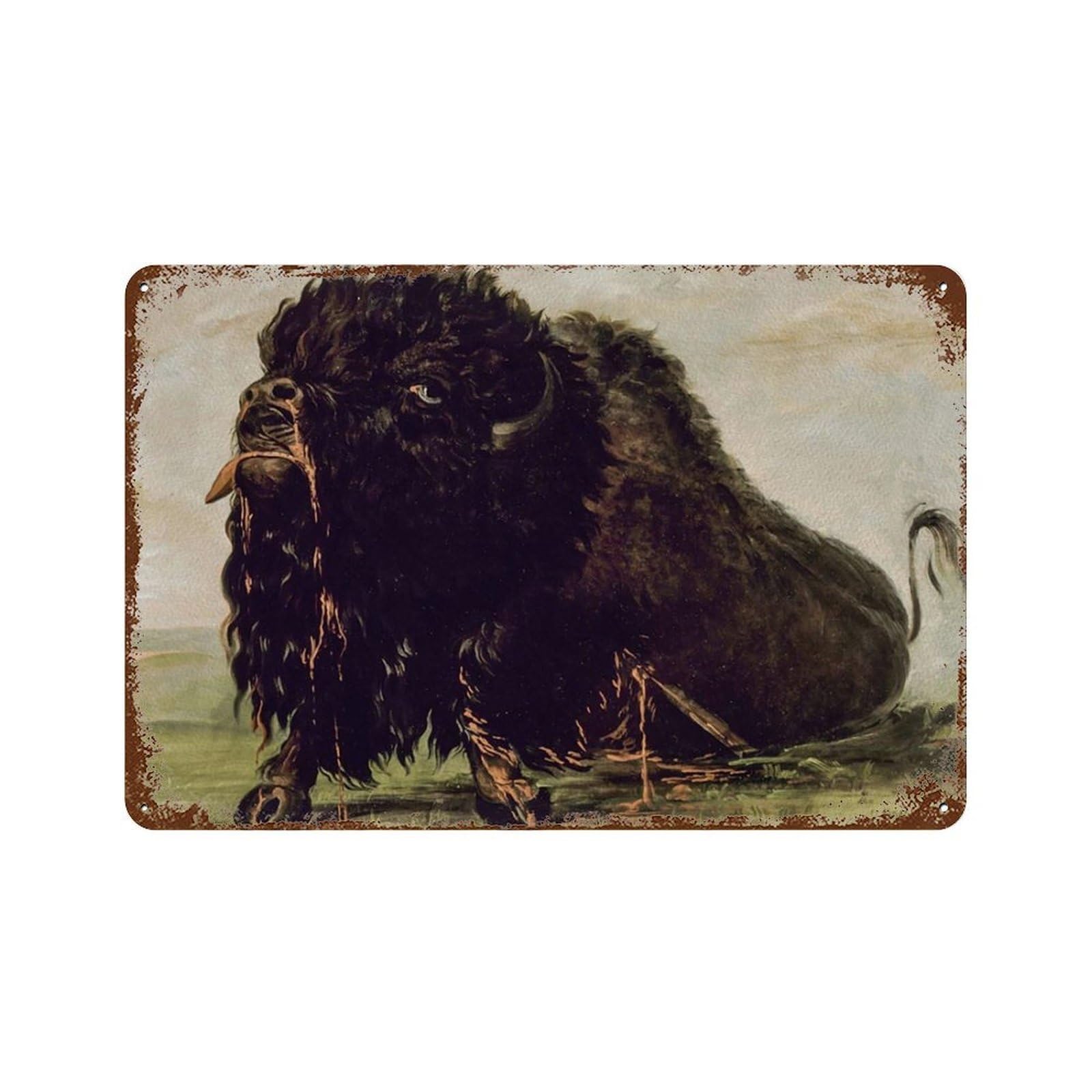 xiaoxiaoshen Vintage Bison, Buffalo Rustic Home, Farm House Southwestern Painting, Wall Decor Art Metal Tin Poster Modern Home Decor Art Home Bar Shop Decorations Vintage Sign 20x30cm