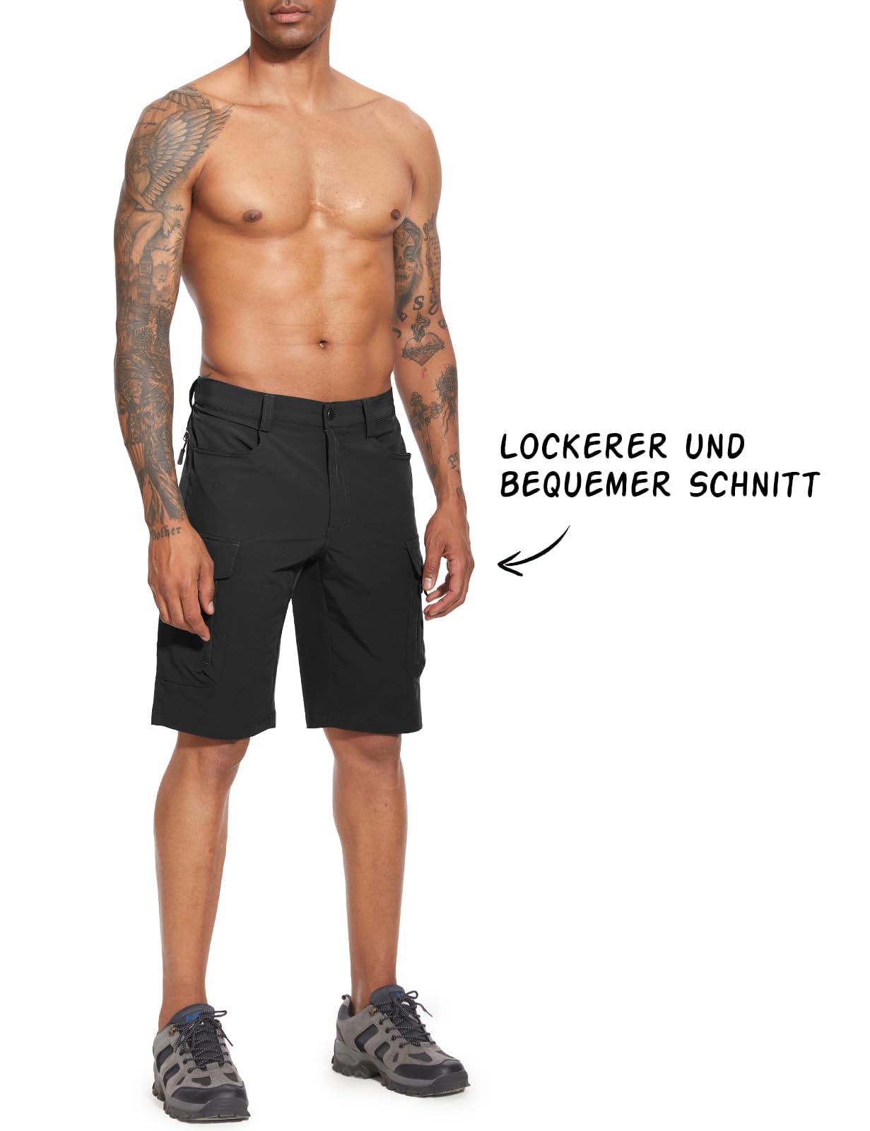 Wespornow Kurze Wanderhose Herren Schnelltrocknend 4-Way-Stretch 7 RV-Taschen Leicht Atmungsaktiv Trekking