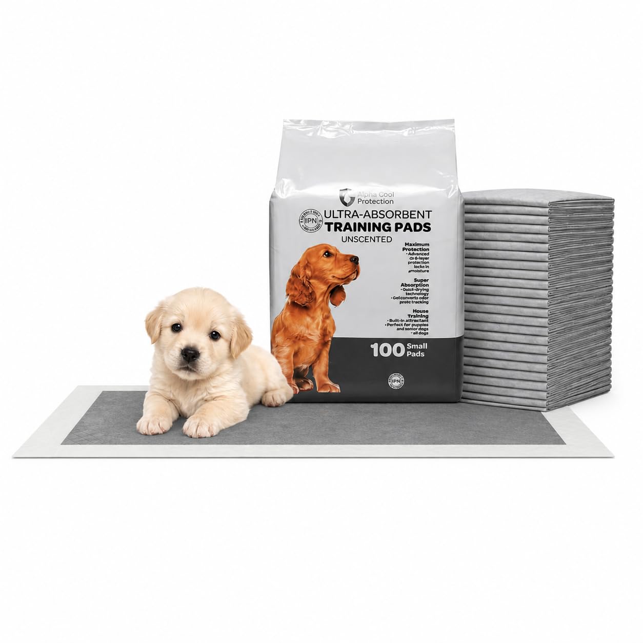 FPN - Cuscinetti per pipì al carbone per cani, 200 pezzi, profumati, extra assorbenti, resistenti, cuscinetti a 5 strati per assorbimento istantaneo, 33 x 45 cm (piccolo), 200 pezzi