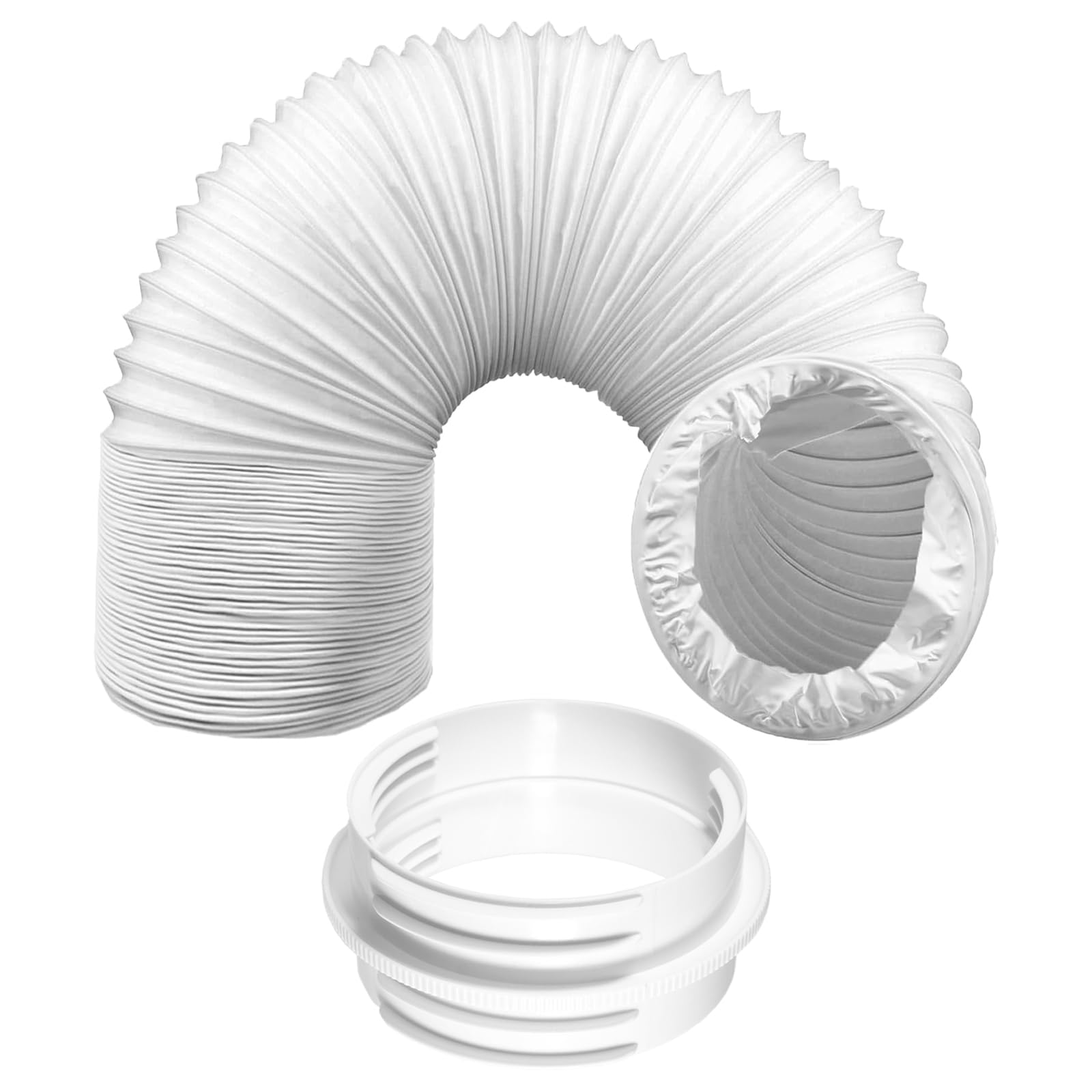 SPARES2GO Air Con Vent Hose 3 Metre 5" 5.9" Duct Pipe Extension Threaded Coupler Connector Ring Kit