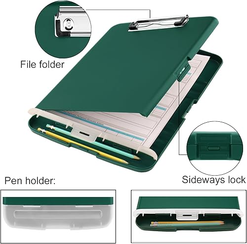 Miniatura 9 de Portapapeles con almacenamiento tableros de clip de 85 x 11 pulgadas con almacenamiento portapapeles de almacenamiento de plástico con clip de