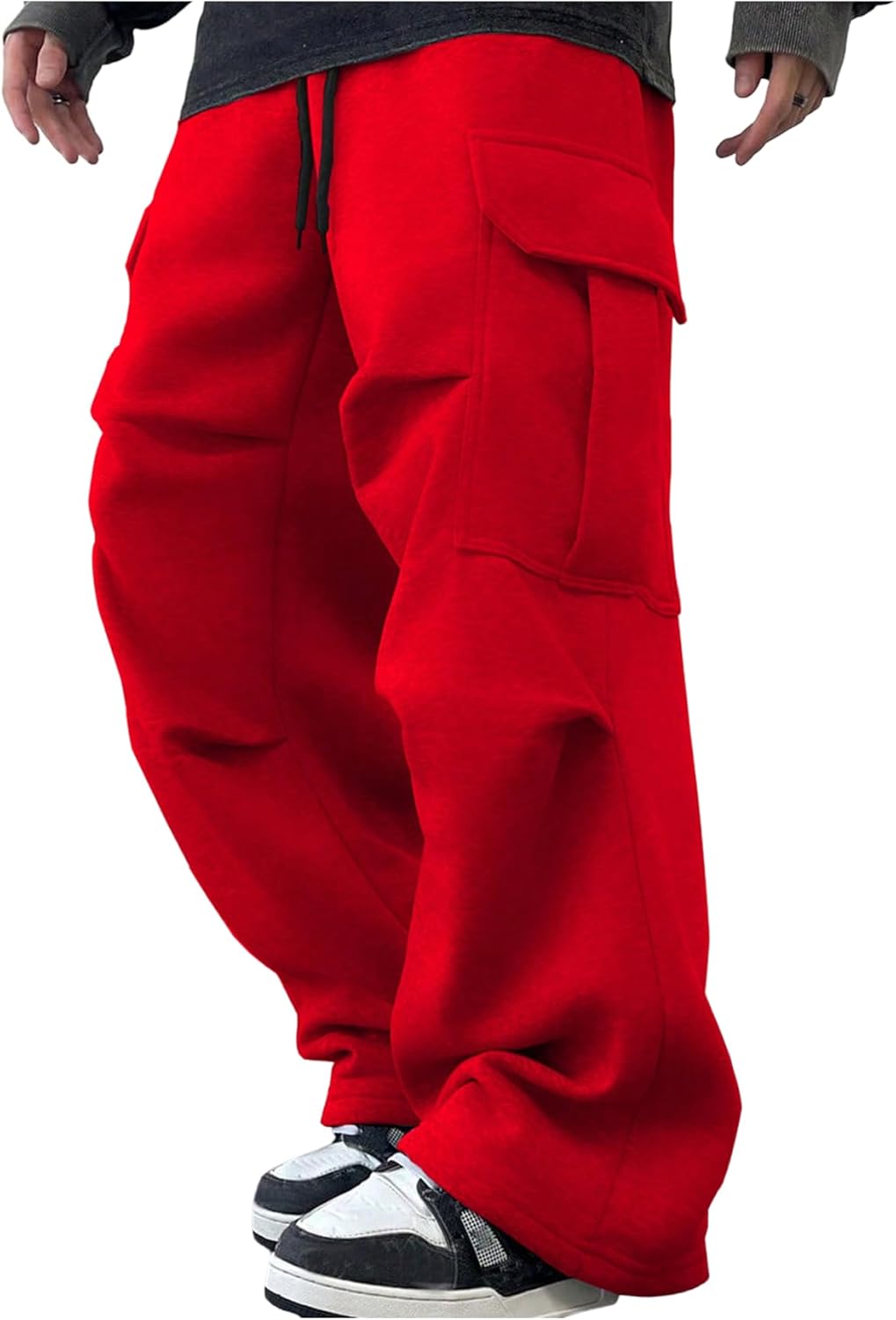 GORGLITTER Men's Cargo Baggy Sweatpants Drawstring Elastic Waist Wide Leg Sweatpants
