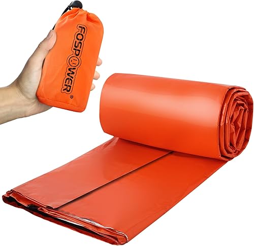FosPower Emergency Sleeping Bag, Tough and Durable Mylar Thermal Sack with Survival Whistle for Survival Kits, Camping Accessories, Outdoors, Hiking