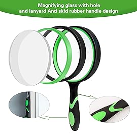 10X Magnifying Glass, 2PACK 75MM Handheld Reading Magnifier with Non-Slip Soft Handle for Seniors Book Newspaper Reading and Kids Nature Hobby Exploration