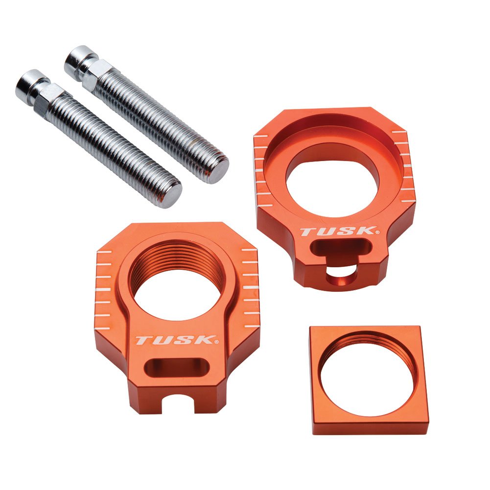 TUSKRacing Axle Blocks Orange Compatible with KTM 350 SX-F 2013-2022/250 SX-F 2013-2019/300 XC 2013-2019