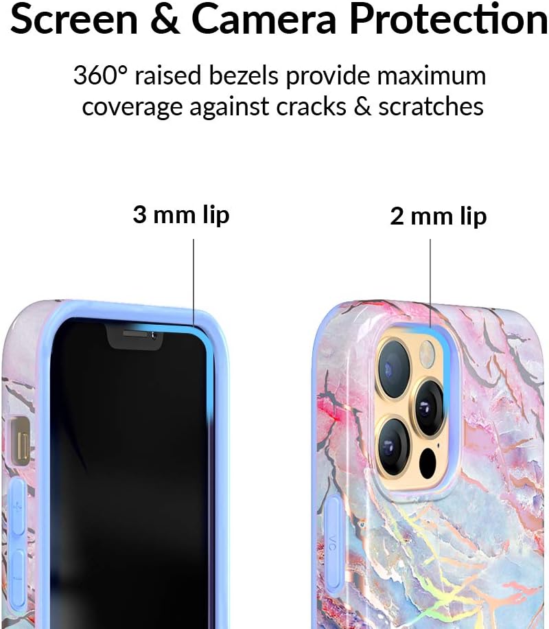 VELVET CAVIAR Compatible with iPhone 12/12 Pro Case for Women Cute - 10ft Drop Tested - Protective Phone Cover (Holographic Pink Blue Marble)
