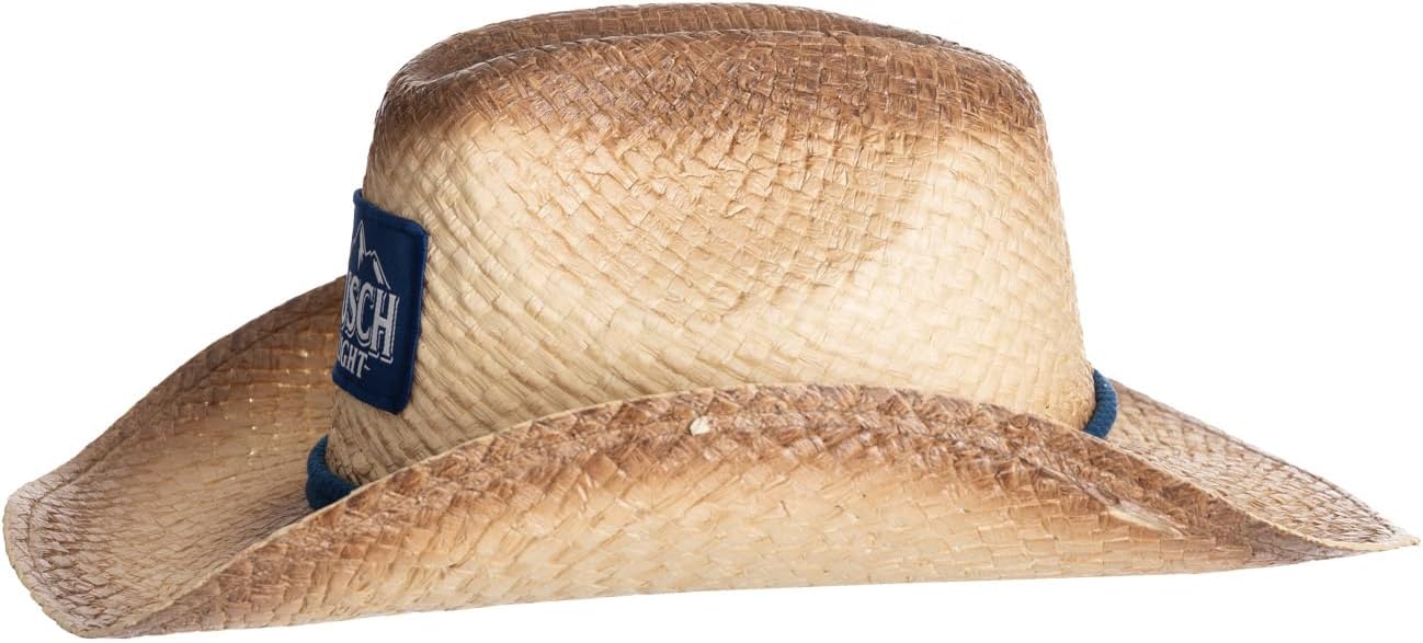 Calhoun Busch Light Straw Beach Cowboy Hat with Curved Brim Tan