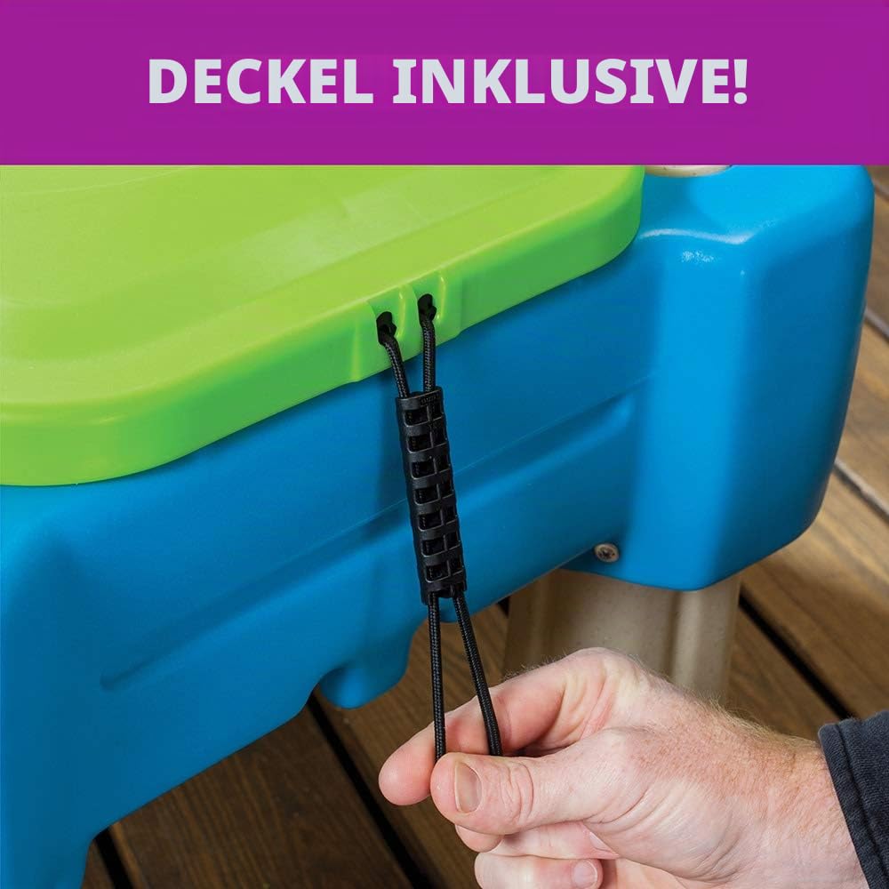 Step2 Cascading Cove Sand & Wassertisch mit Sonnenschirm | Wasserspieltisch für Kinder in Grün | Wasserspielzeug / Sandtisch für den Garten