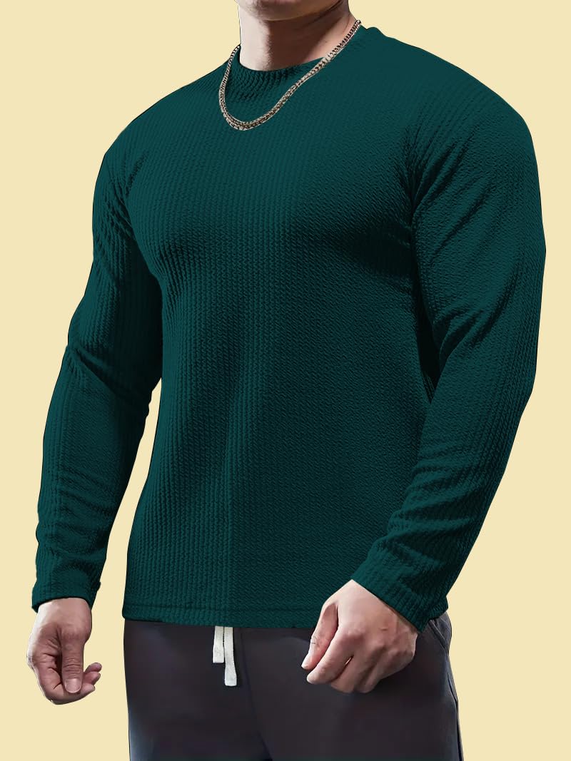 KAJARU Men's Polyester Blend T Shirt with Full Raglan Sleeves Round Neck Solid Pattern and Standard Length - Image 6 thumbnail