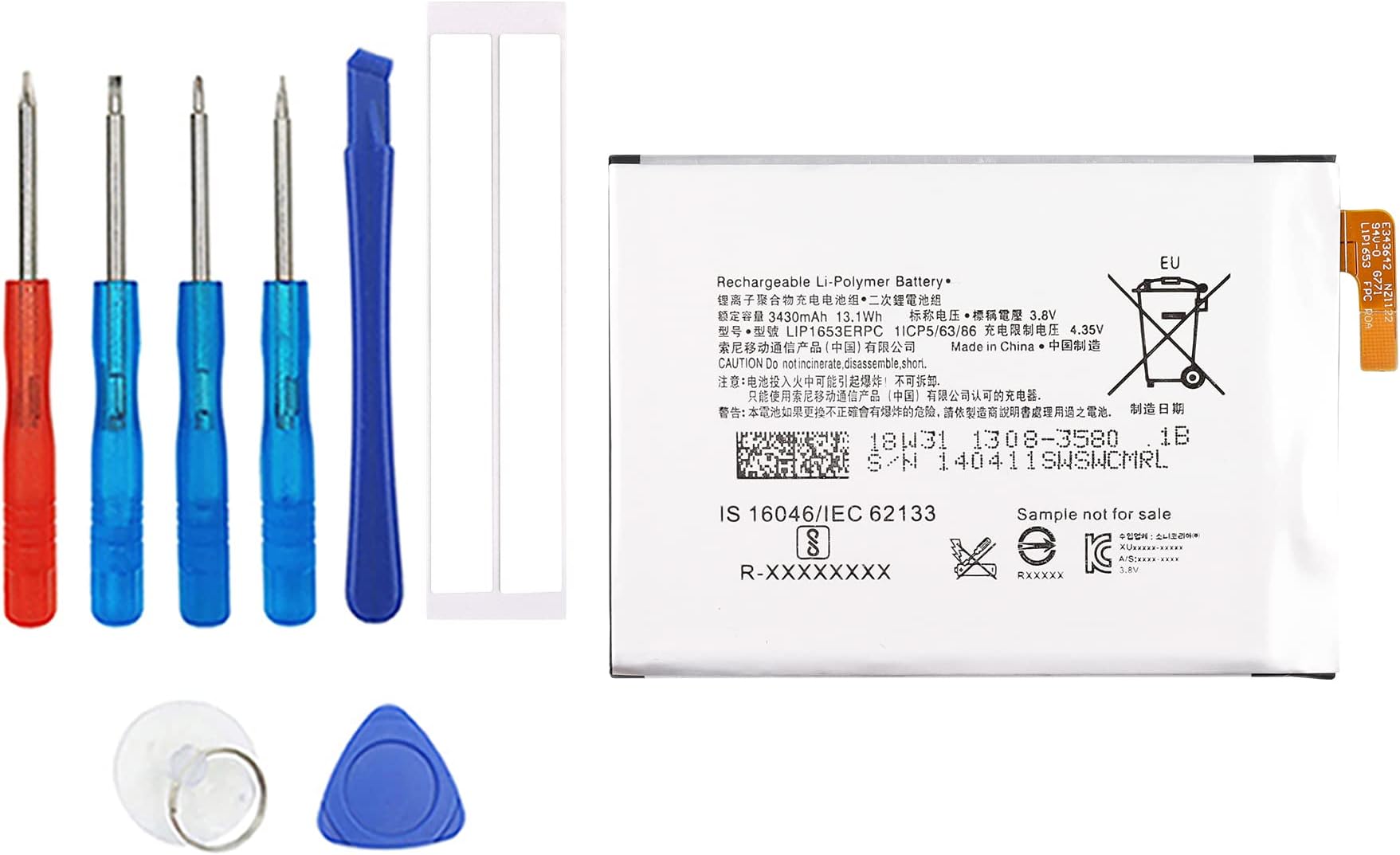New LIP1653ERPC 3430 mAh Replacement Battery Compatible with Sony Xperia XA1 Plus/XA2 Ultra with Toolkit