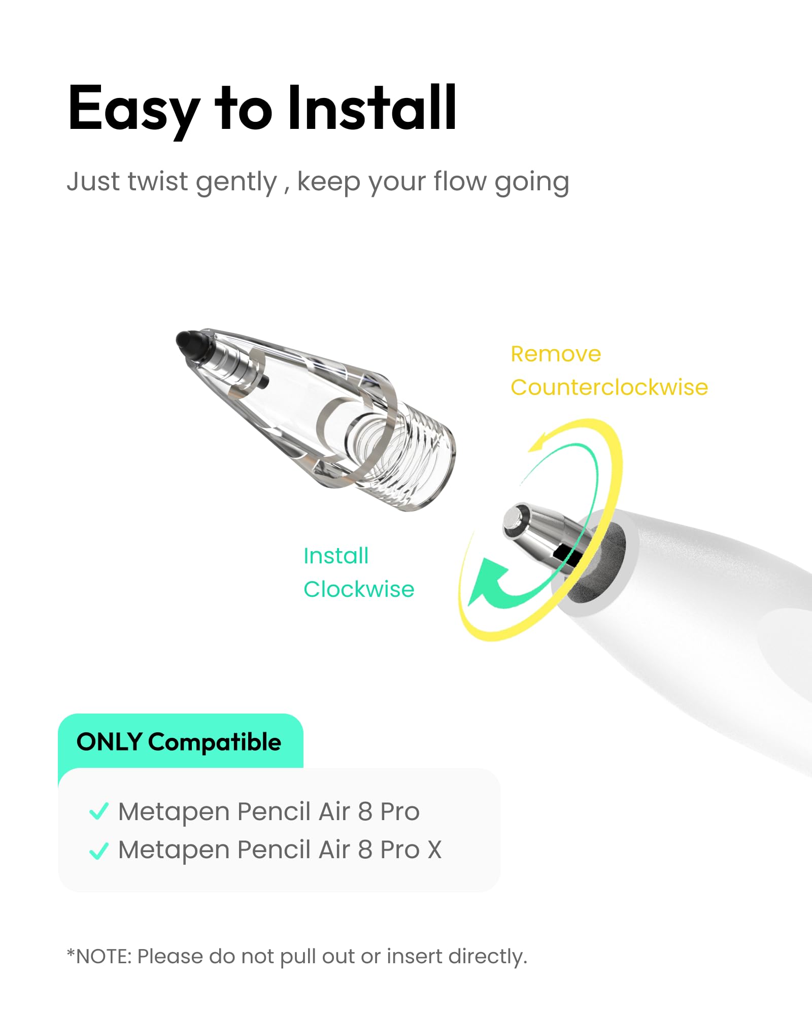 Metapen Air-Flex Miękkie Końcówki(2 pak), Cichsze Nibsy do iPad Pencil Pro dla metapen Air 8 Pro, Air 8 Pro X, Bez Uszkodzeń Ekranu, Końcówki iPencil do Płynnego Pisania