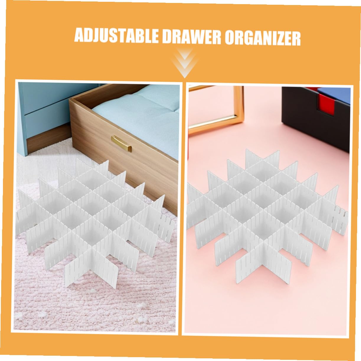 TOYANDONA 16 piezas Organizadores de Ajustables de Plástico para Ropa Interior y Maquillaje Divisores Rejilla para Orden Dormitorio Cocina y Oficina