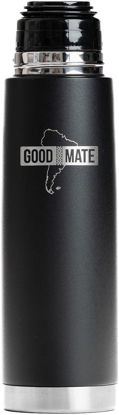 Mate Listo Autocebante Travel Cup - 500ml Stainless Steel Yerba Mate Thermos with Bombilla, Shadow Steel