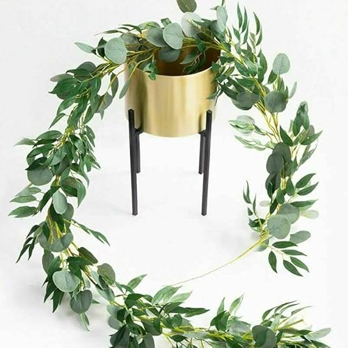 3Pcs Blended Greenery Garland 19.5Ft Artificial Eucalyptus and Willow Leaves Garland Table Runner Vine Garland for Christmas Wedding Home Decor