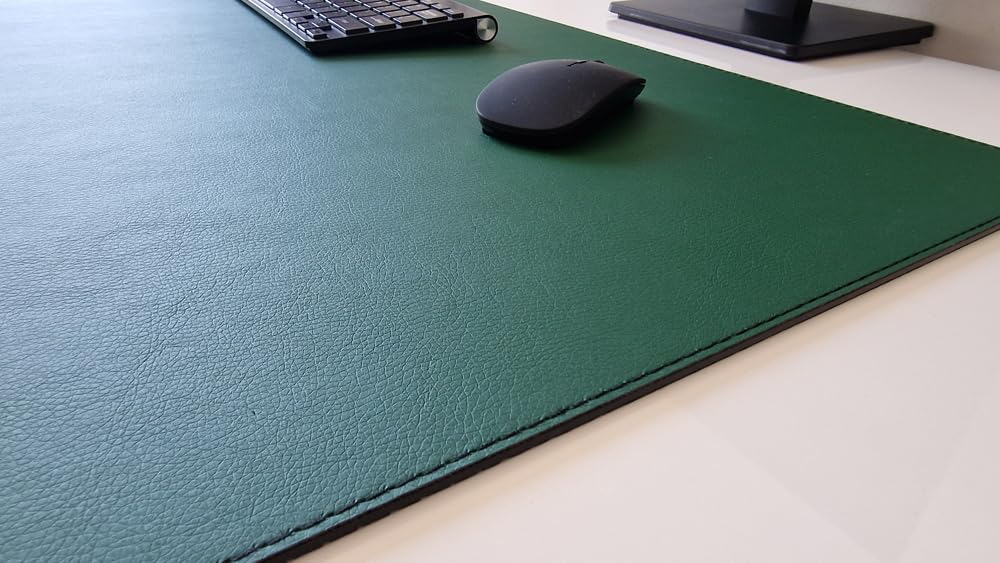 PM Schreibtischunterlage mit Kantenschutz Sanftlux Leder in 12 Farben 3 Gr. (Alt Grün, 90cm x 48cm)