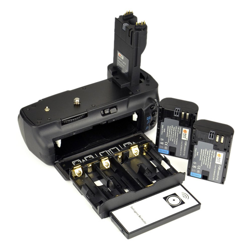 DSTE Télécommande Vertical Batterie Poignée Titulaire pour Canon EOS 5D Mark II 5D2 DSLR Caméra comme BG-E6 avec 2-pack LP-E6