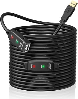 baolongking USB Extension Cable 5M,10M,15M,20M, USB2.0 Active Repeater A Male to A Female Long Cables With Signal Booster (20M)