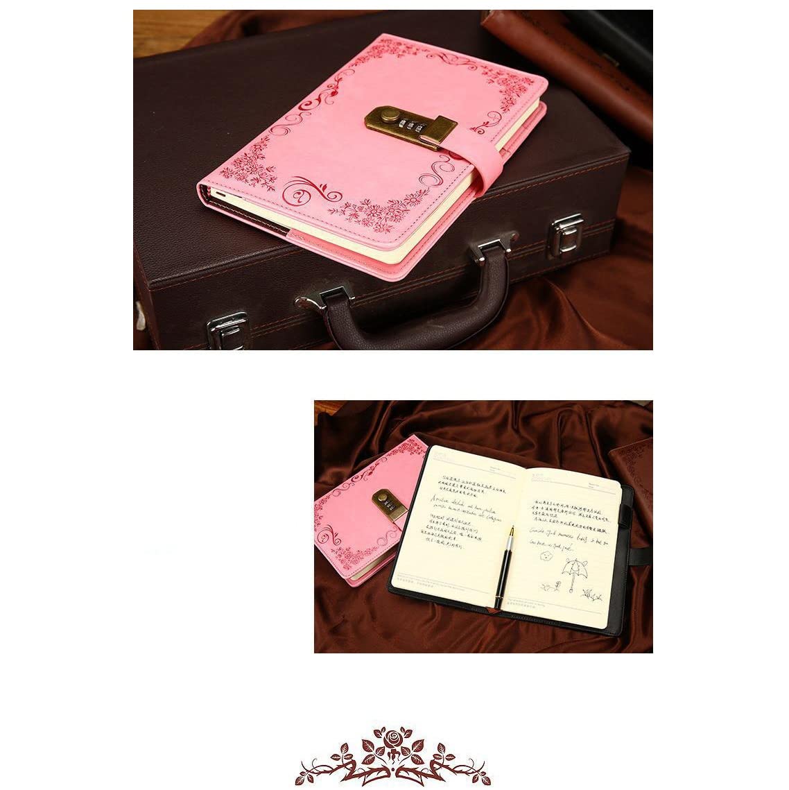 Tagebuch mit Schloss, Notizbuch, A5, Vintage-Stil, abschließbar, Papier, PU, Notizbuch, Reisender, Wochenplaner, Schule, Schreibwaren, Geschenk (Black_Soul Eater1)