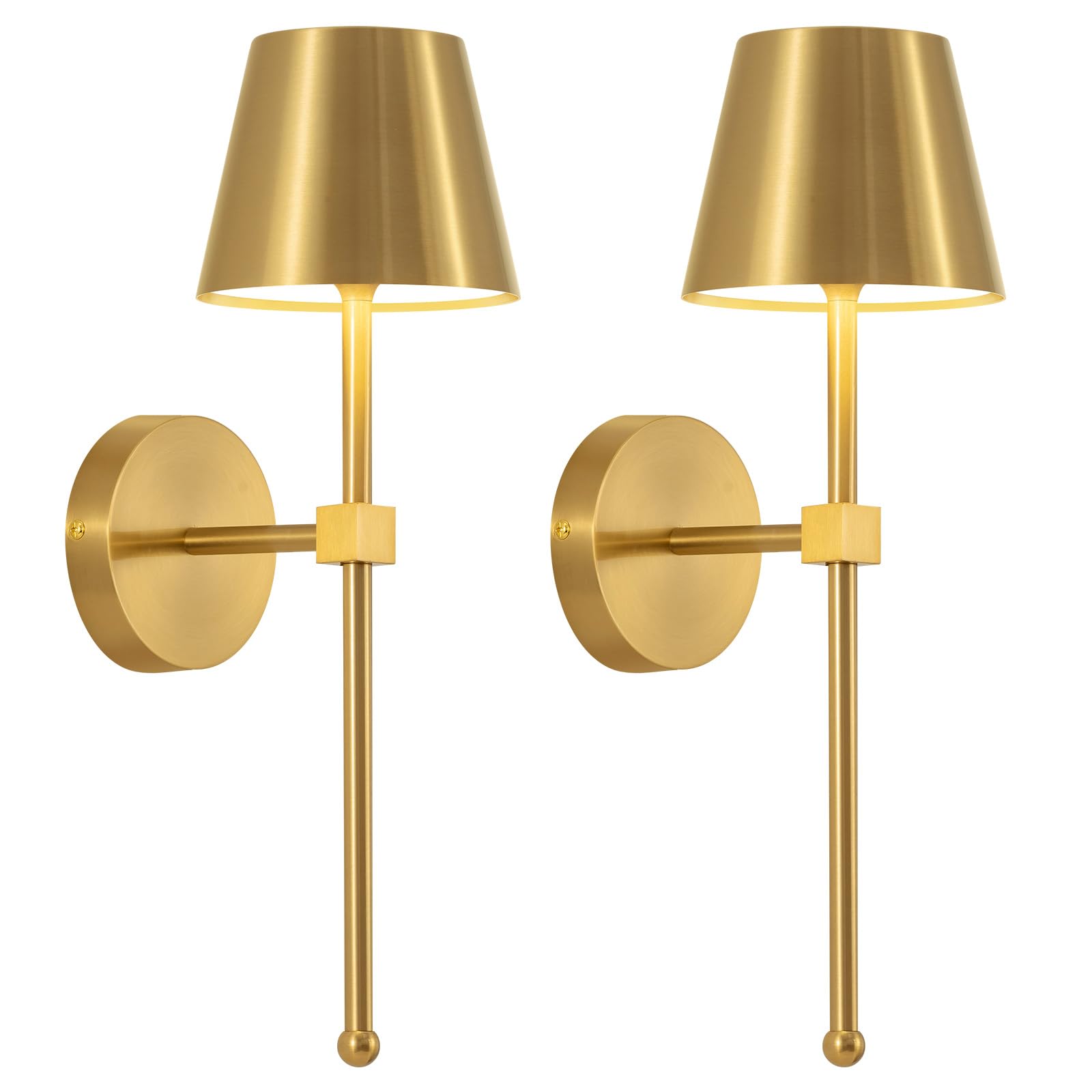 Photo 1 of KDG Wireless Wall Sconces Set of 2, Small Cordless 5200mAh Rechargeable Battery LED Wall Lamps, Stepless Dimming Lightings for Wall Painting, Living Room, Bedroom, Hallway, Gifts, Night Light (Gold)
