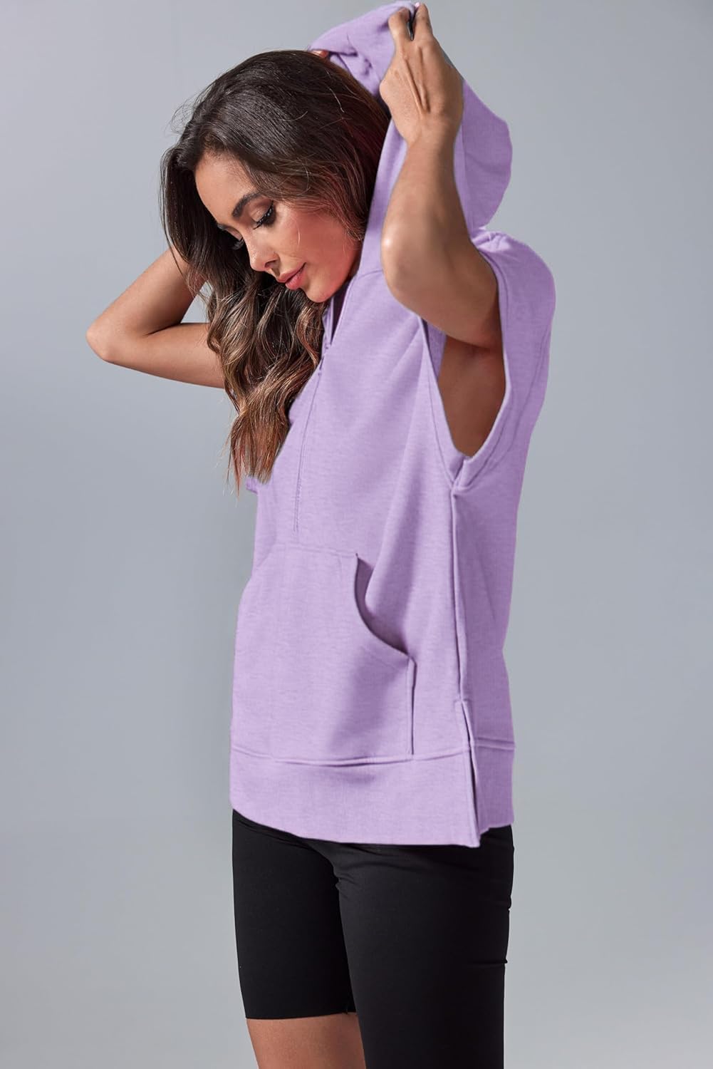 Damskie bluzy oversize oversize z kapturem z krótkim rękawem na co dzień bluzy pulower topy