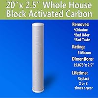 Vista 4 de Filtro de agua estándar de 5 micrones con carcasa de coco para toda la casa, 20 x 2.5 pulgadas, se adapta a carcasas de 20 x 2.5 pulgadas. Elimina