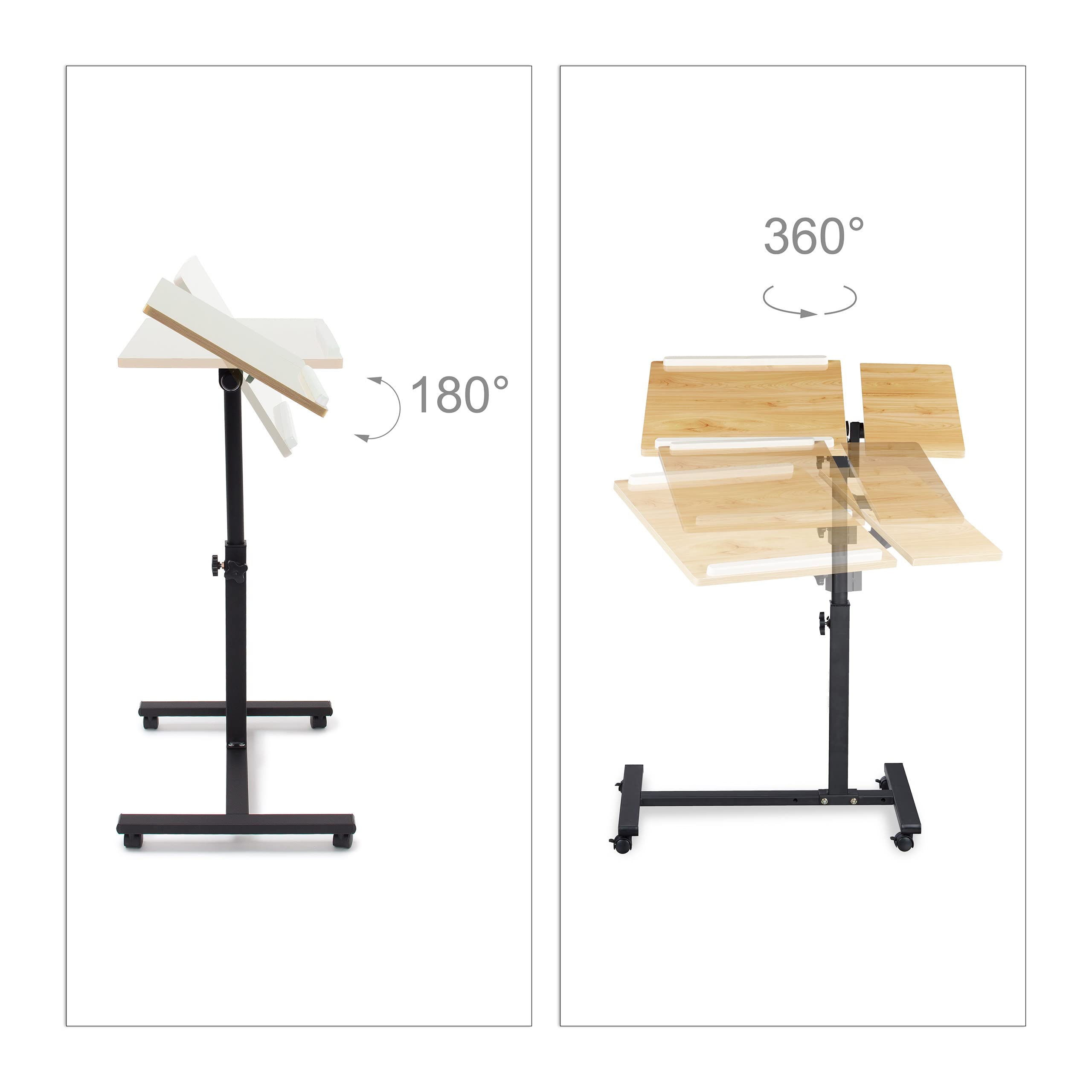 Relaxdays Laptoptisch höhenverstellbar HBT 95 x 60 x 40 cm Notebook Ständer auch für Linkshänder Sofatisch Beistelltisch mit bremsbaren Rollen mit Ablage für Maus mit 2 Stopp-Leisten – Bild 5