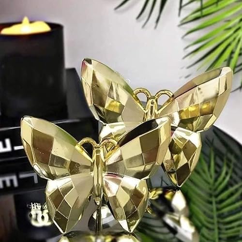 Escultura de mariposa dorada decoración del hogar figura de estilo moderno decorativa hecha a mano con mariposa 3D adornos para decoración de pared