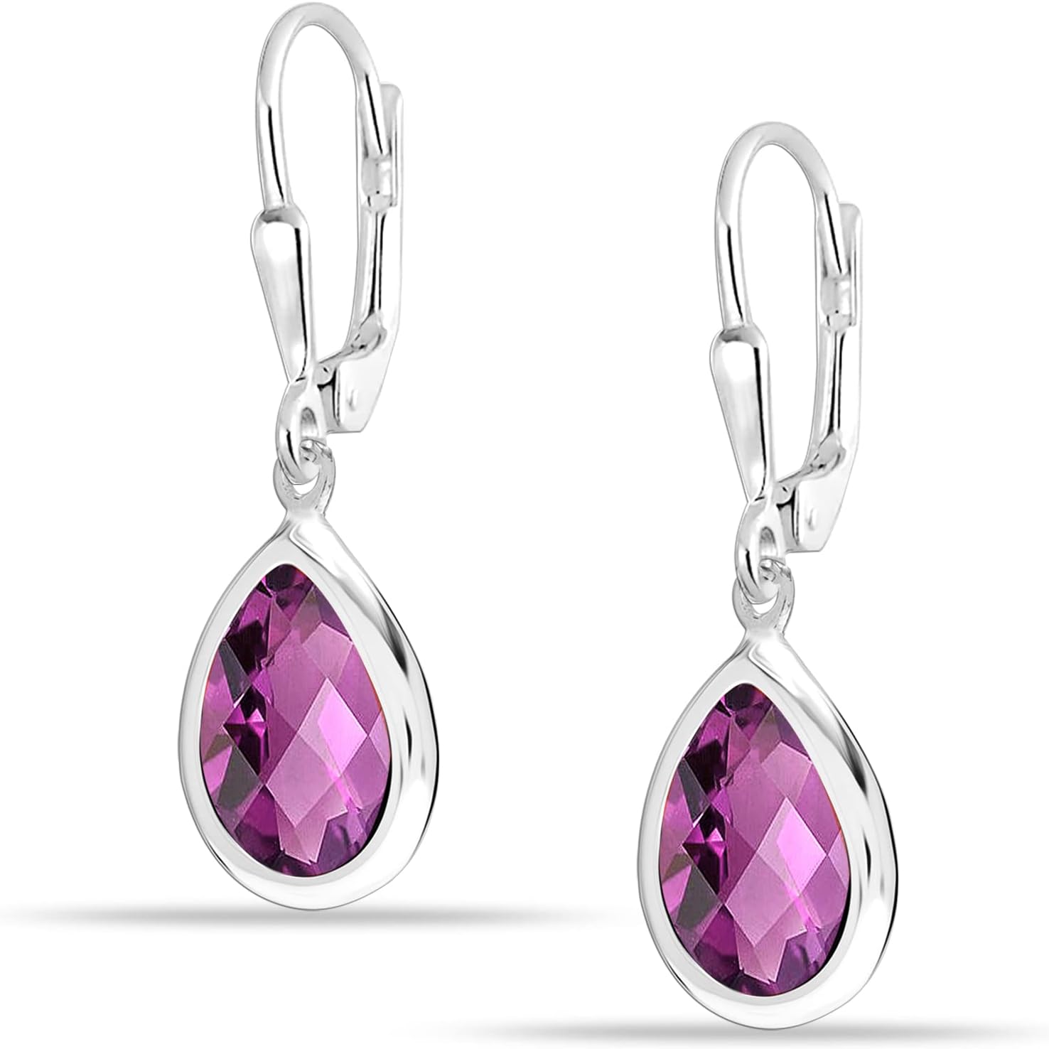 LeCalla 925 Sterling Silver Drop Earrings for Women | Created Birthstone Gemstone Leverback Earring | Hypoallergenic Women's Lever-Back Dangle Earrings - Image 4